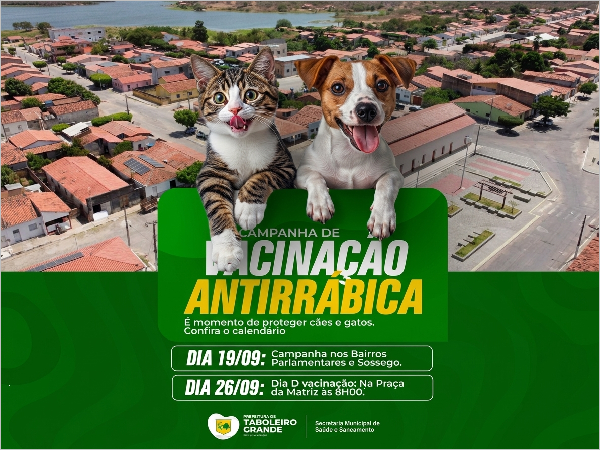 Prefeitura realiza Campanha de Vacinação Antirrábica para cães e gatos
